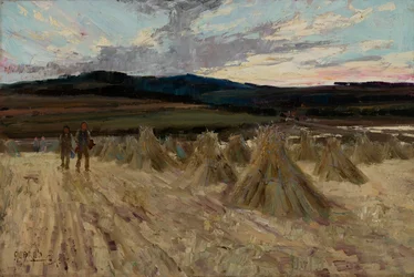 Harvesters at Sunset