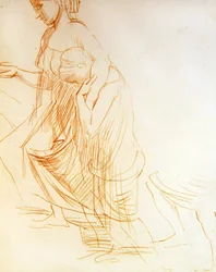 Study of Two Figures, One Standing and One Kneeling, c.1850