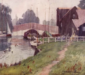 Wroxham Bridge, Norfolk, A Rainy Day