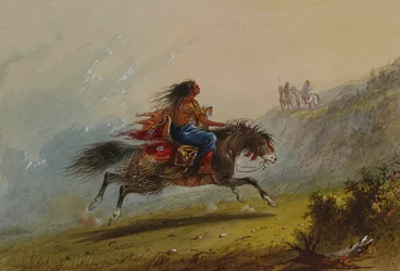An Indian Girl (Sioux) on Horseback