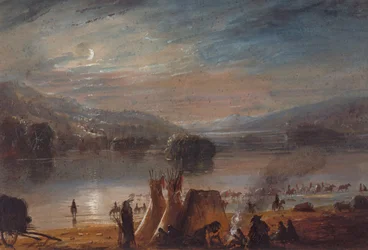 Crossing the River by Moonlight, Making Camp, c.1858-60