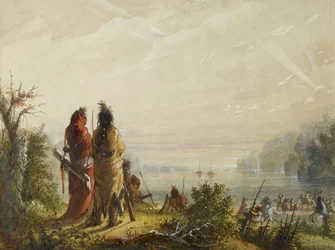 Indians Threatening to Attack Fur Boats