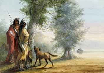 Indians Watching a Canoe