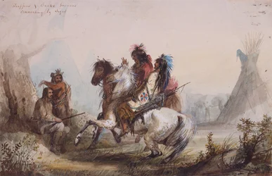 Trappers and Snake Indians Conversing by Signs, c.1837
