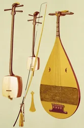 A shamisen, a kokyu and a biwa, Japanese, from 