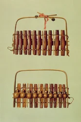 Marimba, front and back views, South African, from 