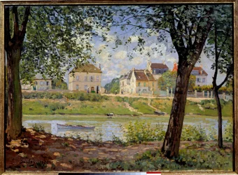 Villeneuve-la-Garenne or village on the banks of the Seine. Painting by Alfred Sisley (1839-1899)