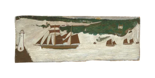 Schooner Passing a Lighthouse, c.1855-1942