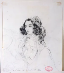 George Sand (1804-76) Wearing a Headscarf, 1833