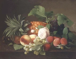 Still Life with Pineapple, Peaches, Plums and Grapes