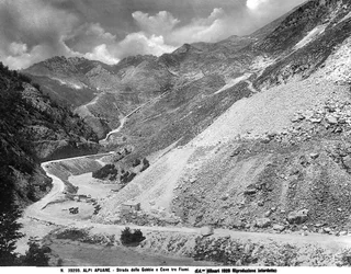 View of Gobbie road with the marble quarries in the locality of Tre Fiumi in the Apuane Alps in Garfagnana
