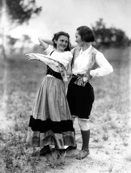 Villa Rosa Maltoni Mussolini: two adolescents wearing traditional Friulian costumes