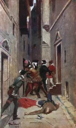 A Tulzie in the High Street of Edinburgh (Illustration for Tales of a Grandfather by Sir Walter Scott)