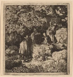 Four Figures under a Tree, probably c. 1645-1656