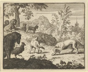 The Lion Allows a Fight Between the Wolf and Renard, 1650-75