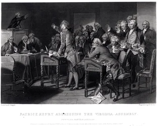 Patrick Henry Addressing the Virginia Assembly, March 1775, Engraved by Henry Bryan Hall