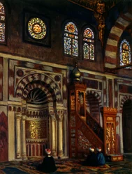 Interior of a mosque with a Mihrab