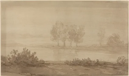 Landscape - Four Trees beyond a River