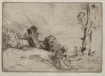 Peasant Woman Seated near a Hedge