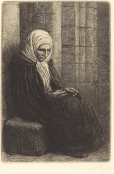 Woman Seated against a Wall, Child with His Head in Her Lap