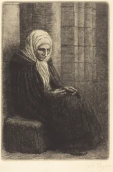 Woman Seated against a Wall, Child with His Head in Her Lap