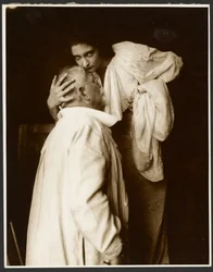 Alphonse Mucha in Costume with Daughter Jaroslava as a Model for the Poster, "De Forest Phonofilm" the first "talkie" shown in the Bio Adria cinema (Prague), Zbiroh, Bohemia