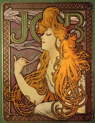 Advertisement for the cigarette paper brand “Job”, lithograph by Alphonse Mucha (1860-1939), Czechoslovak illustrator