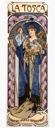 Poster by Alfonse Mucha for the play "Tosca" by Victorian Sardou performed by actress Sarah Bernhardt