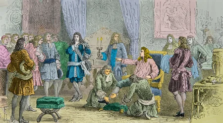 The rising of Louis XIV in the presence of courtiers