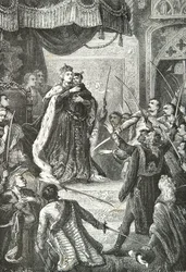 Maria Theresa of Austria with the future Joseph II in front of the Hungarian Magnates