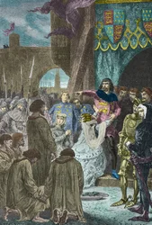 Philippa de Hainaut Begs Edward III of England to Spare the Burghers of Calais in 1347