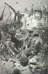 Simon IV de Montfort is killed by a stone throw, Toulouse