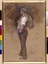 Farmer with the Jacket on His Head