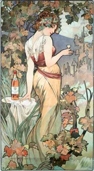 Advertising Poster by Alphonse Mucha for Cognac Bisquit, Dubouche