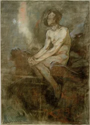 Male Nude Sitting on a Rock