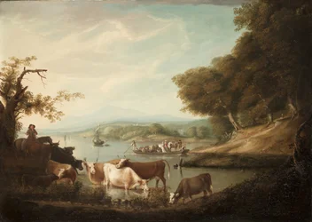 A Calm Watering Place--Extensive and Boundless Scene with Cattle, 1816