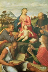 Madonna and Child with SS. Peter, Jerome and Mary Magdalene with a Bishop, 1500