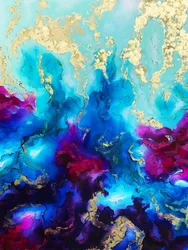 Fluid Blue Gold Abstract