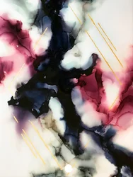 Fluid Magenta Gold Abstract