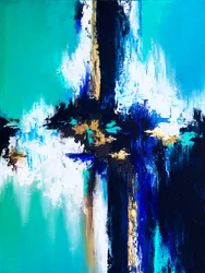 Vibrant Blue Gold Abstract