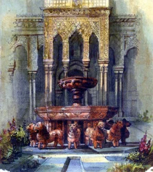 Moorish Fountain. Pen and watercolour. Aurore Amadine Lucie Dupin (1804-1876), French novelist and feminist who wrote under the name of George Sand.