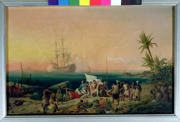 Jean de Bethencourt, Norman Navigator, discovering the island of Lanzarote in 1402, 1848