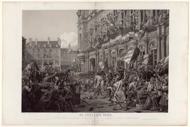 The Duke of Orleans is Presented to the People by General La Fayette at the Balcony of the City Hall, July 31, 1830