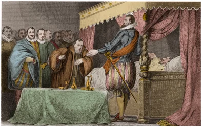 Henry III (1551-1589), King of France, Recognizes Henry of Navarre (Henry IV) as His Legitimate Successor on His Deathbed - Saint-Cloud, August 2