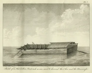 Sketch of a Flat Bottom Boat, such as are Used to Descend the Ohio and the Mississippi, Published in 1826