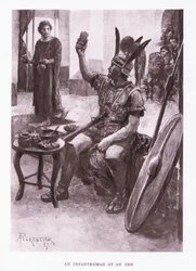 An Infantryman at an Inn (illustration from The Roman Soldier)