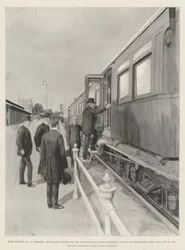 King Edward VII in Germany, His Majesty Inspecting His New Railway Saloon, Projected to Run in Conjunction with That Now in Use