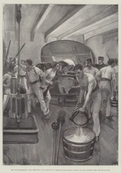 The Spanish-American War, preparing for Action on an American Man-of-War, filling Gun and Division Tubs for the Sponges