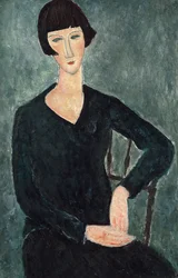 Seated Woman in Blue Dress