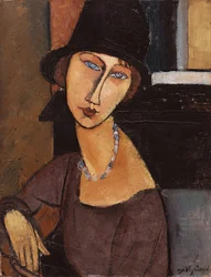 Jeanne Hebuterne wearing a hat
